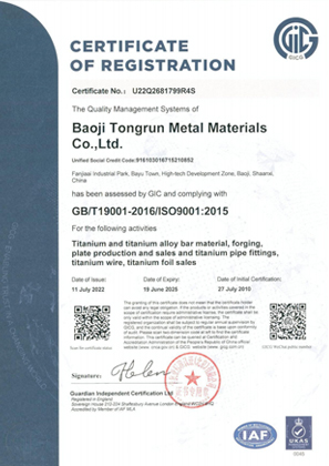 ISO9001 certificate